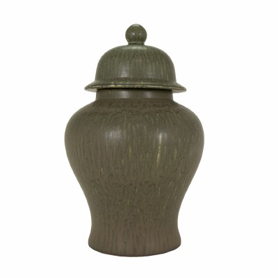 18" Dark Green Ceramic Ginger Jar
