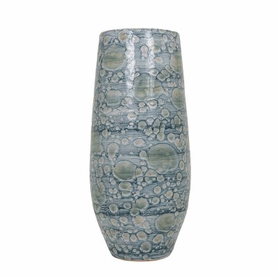 20" Blue and Green Dots Ceramic Vase