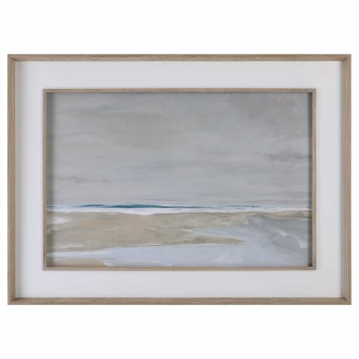 41" x 56" Biege Horizon Gel Textured Coastal Print in a Wood Frame