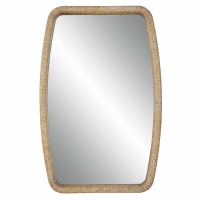 36" x 34" Natural Woven Wicker Mirror