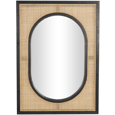 41" x 30" Black and Natural Oval in Rectangle Mirror