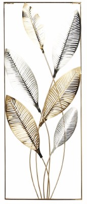 36" x 14" Gold Leaf on Top Tropical Metal Wall Art Plaque