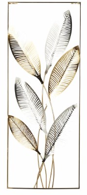 36" x 14" Silver Leaf on Top Tropical Metal Wall Art Plaque