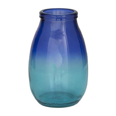 11" Blue Ombre Glass Vase