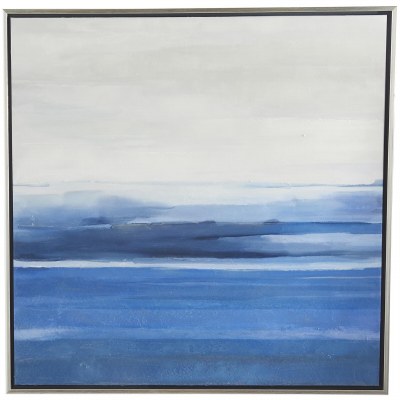 37" Sq Dark Blue Horizon Framed Canvas