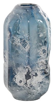 11" Blue Frosted Glass Vase