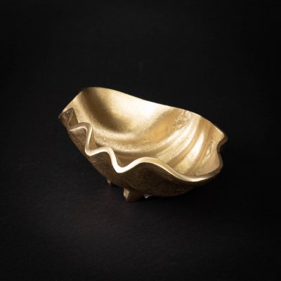 10" Gold Metal Scallop Shell Bowl