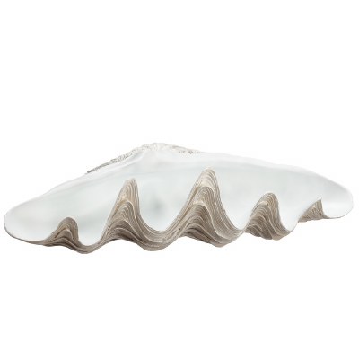 18" Faux Distressed White Clam Shell