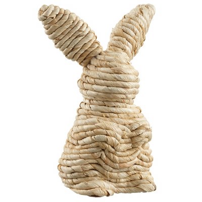 9" Natural and Rattan Bunny Figurine