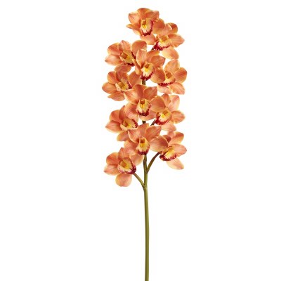 38" Faux Orange Cymbidium Orchid Spray