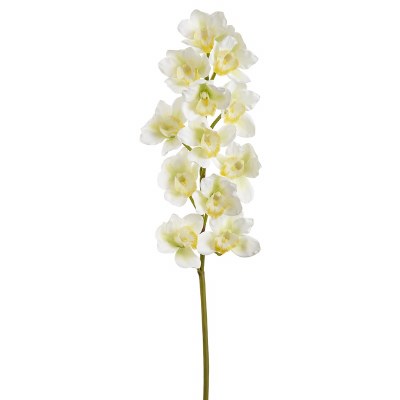 38" Faux White Cymbidium Orchid Spray