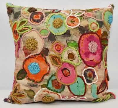 18" Square Multicolor Floral Pattern Decorative Pillow