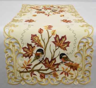 36" Sq Birds Sitting on a Branch Table Runner