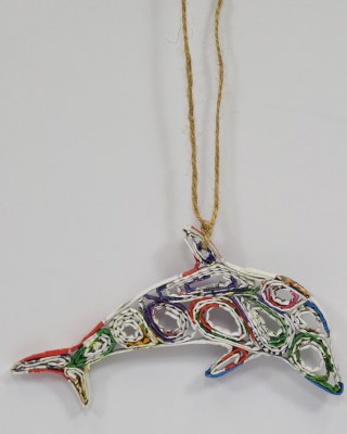 Recycled Multicolor Dolphin Ornament