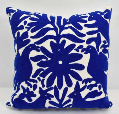 18" Sq Blue Otomi Decorative Pillow