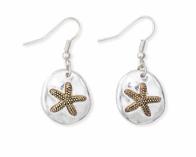 Silver and Gold Toned Starfish Earrings