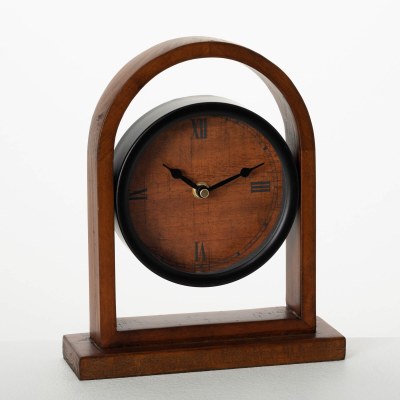 10" Brown and Black Wood Arch Clock
