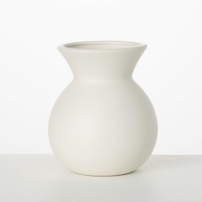 8" Matte Cream Ceramic Vase