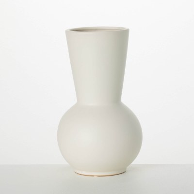 12" Matte Cream Ceramic Vase