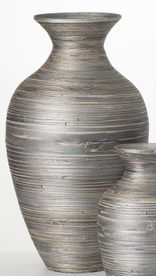 25" Silver and Gray Bamboo Vase