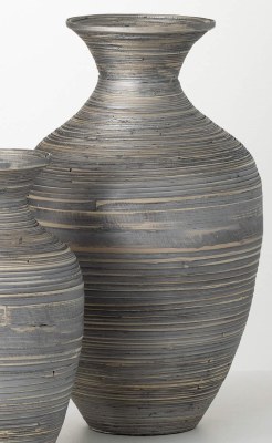 19" Silver and Gray Bamboo Vase