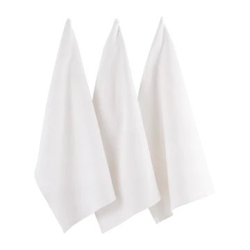 Set of Three 28" x 18" White Reverse Terry Kitchen Towels