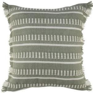 24" Sq Green Dash and Lines Decorative Pillow