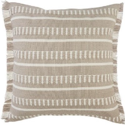 24" Sq Beige Dash and Lines Decorative Pillow