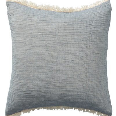 20" Sq Light Blue Textured Cotton Decorative Pillow