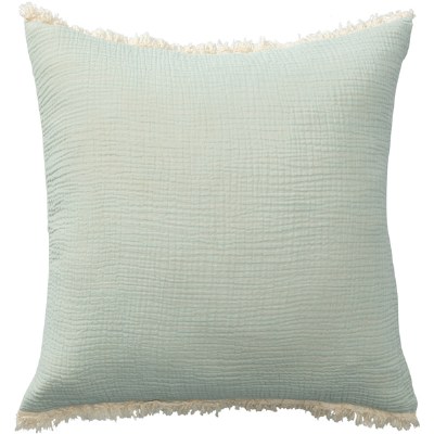 20" Sq Light Green Textured Cotton Decorative Pillow