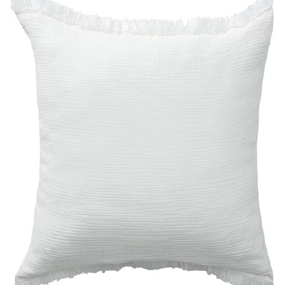 20" Sq White Textured Cotton Decorative Pillow