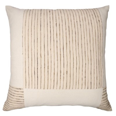 24" Sq Natural and Ivory Decorative Pillow