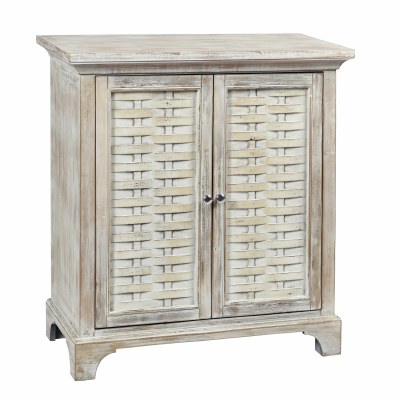 31" White Wash and Two Faux Weave Doors Cabinet