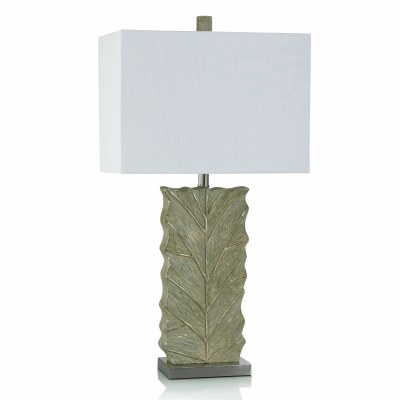 31" Green and Silver Rectangle Leaf Table Lamp