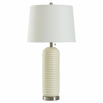 29" Ivory Ribbed Ceramic Table Lamp