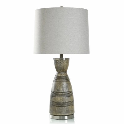 32" Brown Lines Polyresin Table Lamp
