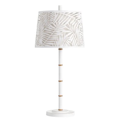 30" White Palm Frond Shade Table Lamp