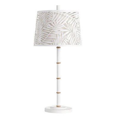 30" White Palm Frond Shade Table Lamp