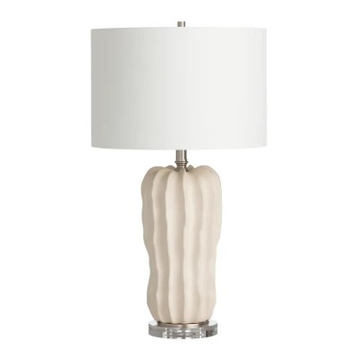 29" White Flange Cermaic Table Lamp