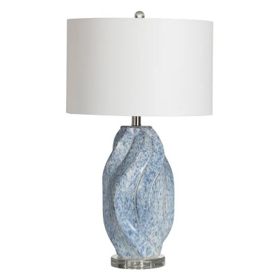 28" Blue and White Swirl Ceramic Table Lamp