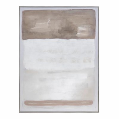 78" x 59" Beige and Tan Rectangle Framed Canvas