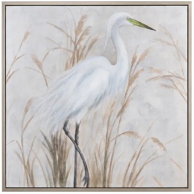 37" Sq Yellow Bill Egret Coastal Framed Canvas