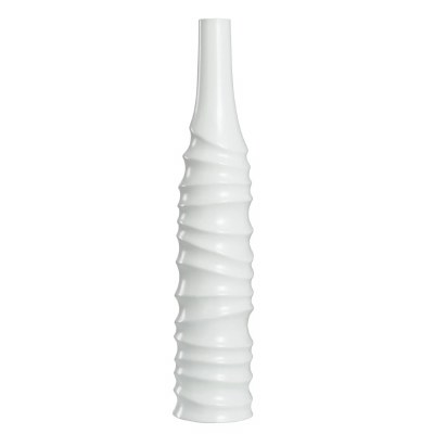 24" White Wavy Ceramic Vase