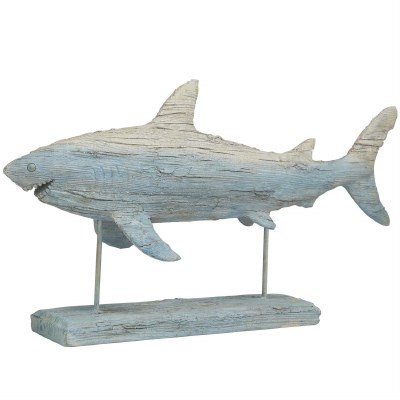12" Light Blue Polyresin Shark Statue