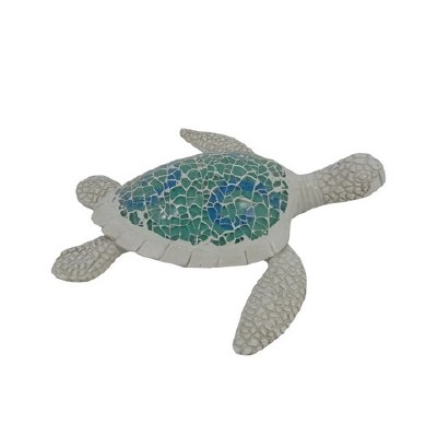 7" Green and Blue Mosaic Polyresin Sea Turtle Figurine