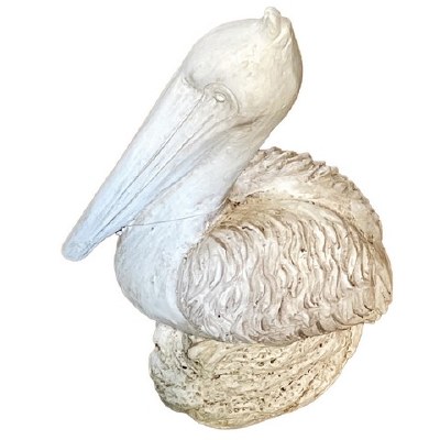 18" Distressed White Pelican Statue