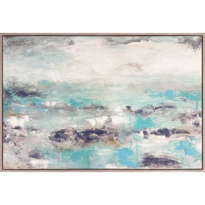41" x 61" Blue and Gray Coastline Framed Canvas