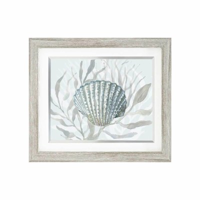 23" x 29" Blue and Gray Scallop Shell Coastal Gel Framed Print