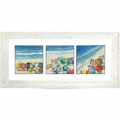 24" x 50" Three Overhead Beach Shot Coastal Framed Print