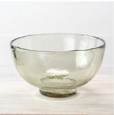 12" Round Light Green Footed Glass Bowl